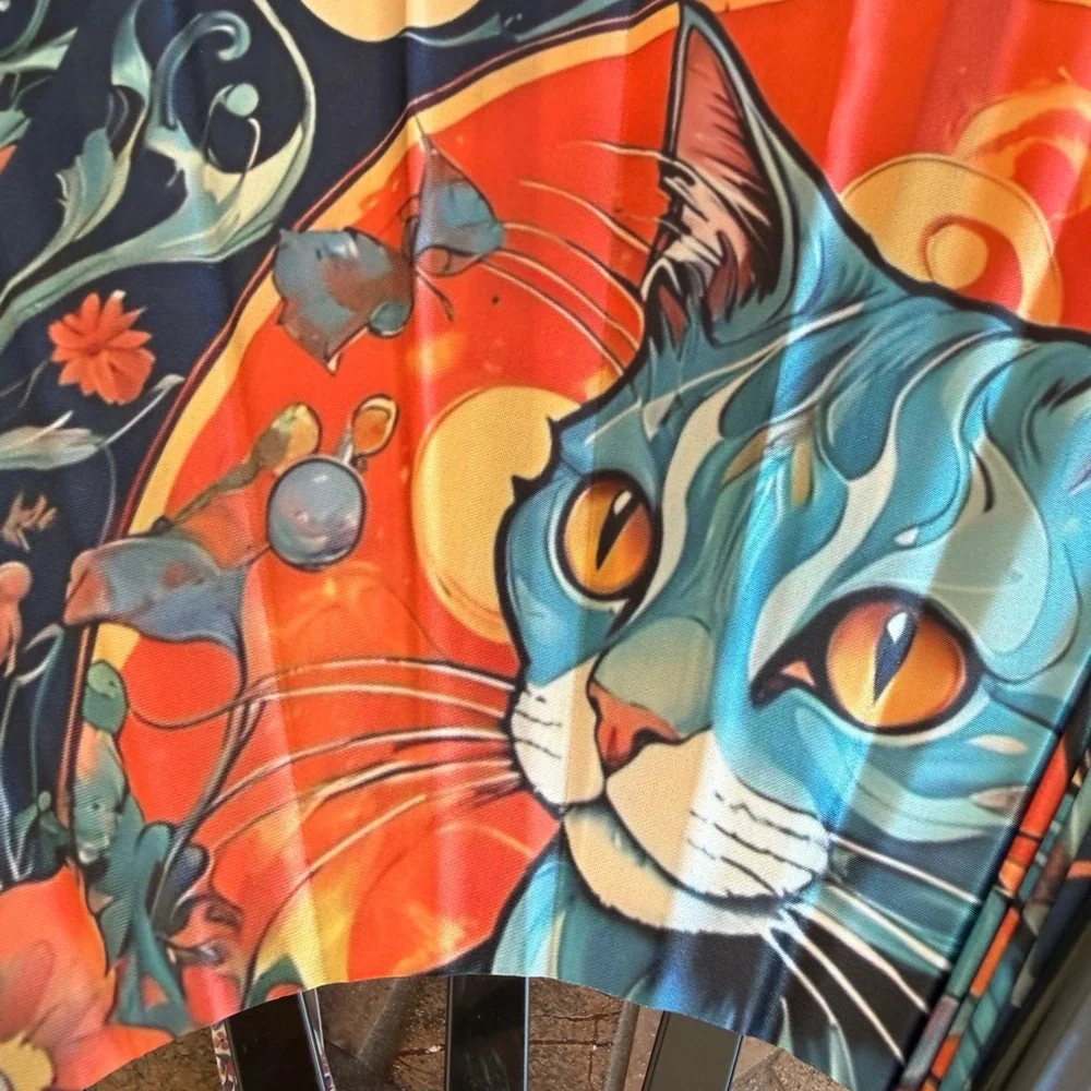 Colorful Cat Art Fan - Picture 5 of 5